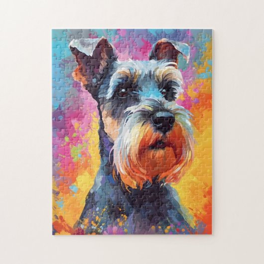 Farbenfrohe Miniatur Schnauzer Puzzle (Vertikal)