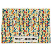 Farbenfrohe Minimal Pine Trees Custom Frohe Weihna Große Geschenktüte (Vorderseite)