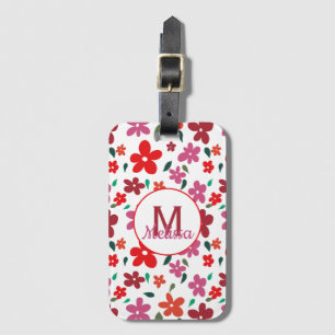 Farbenfrohe minimalistische florale Monogramm Gepäckanhänger