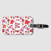 Farbenfrohe minimalistische florale Monogramm Gepäckanhänger (Vorderseite (Horizontal))
