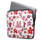 Farbenfrohe minimalistische florale Monogramm Laptopschutzhülle (Vorderseite Links)