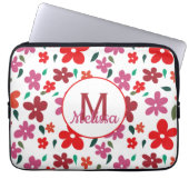 Farbenfrohe minimalistische florale Monogramm Laptopschutzhülle (Vorderseite)