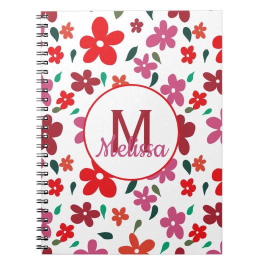 Farbenfrohe minimalistische florale Monogramm Notizblock (Vorderseite)