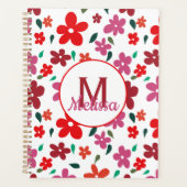 Farbenfrohe minimalistische florale Monogramm Planer (Vorderseite)
