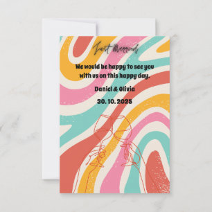 Farbenfrohe Minimalistische Hochzeit RSVP Karte
