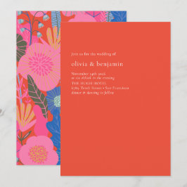 Farbenfrohe Minimalistische Rote Boho Moderne Hoch Einladung