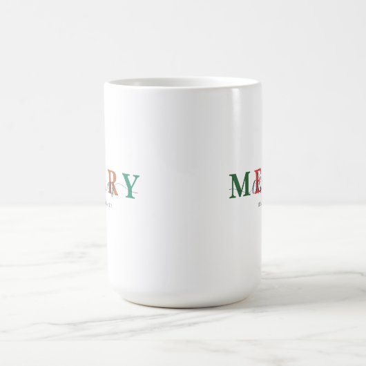Farbenfrohe Minimalistische Weihnachtsfamilie Kaffeetasse (Mittel)
