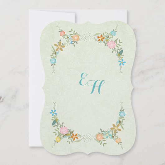 Farbenfrohe Minzbunt Pennant Garland Hochzeit Einladung (Rückseite)