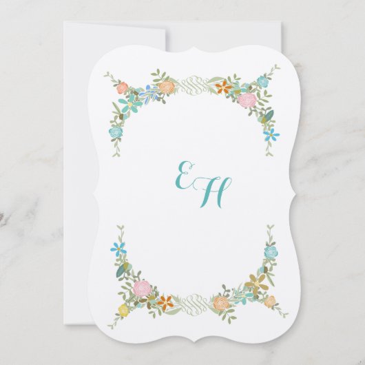 Farbenfrohe Minzbunt Pennant Garland Hochzeit Einladung (Rückseite)