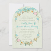 Farbenfrohe Minzbunt Pennant Garland Hochzeit Einladung (Vorderseite)