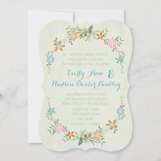 Farbenfrohe Minzgartenanlage Wreath Forest Wedite Einladung (Vorderseite)