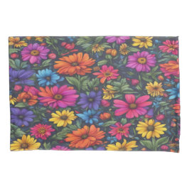 Farbenfrohe Mischung aus Blumen und Pillowcase Kissenbezug
