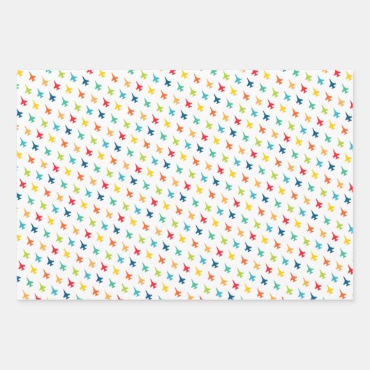 Farbenfrohe Mischung F-16 Kampfflugzeug Muster Geschenkpapier Set (Vorderseite)