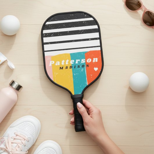 Farbenfrohe Mitte des Abstrakten Personalisierten  Pickleball Schläger