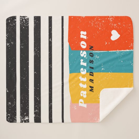 Farbenfrohe Mitte des Abstrakten Personalisierten Sherpadecke (Vorderseite (Horizontal))