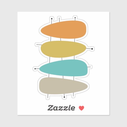 Farbenfrohe Mitte des Jahrhunderts Moderne Plektru Aufkleber (Blatt)