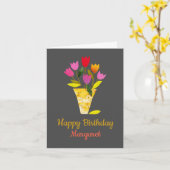 Farbenfrohe Mitte des Jahrhunderts Moderne Tulips Karte (Gelbe Blume)