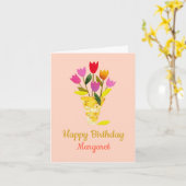 Farbenfrohe Mitte des Jahrhunderts Moderne Tulips  Karte (Gelbe Blume)