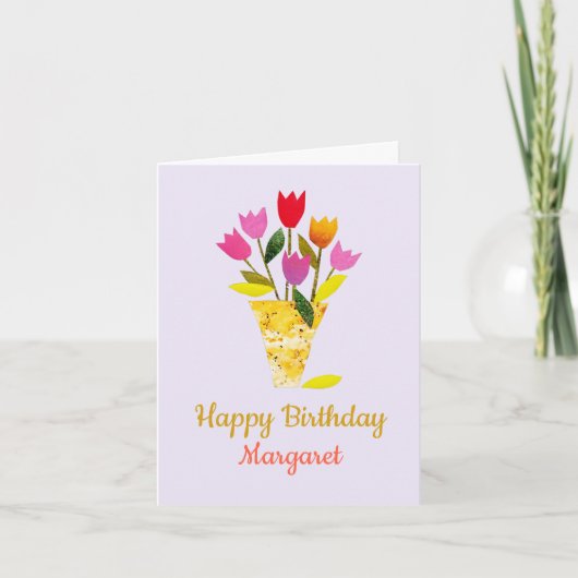 Farbenfrohe Mitte des Jahrhunderts Moderner Lavend Karte (Vorderseite)