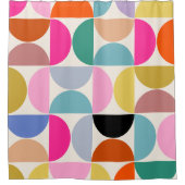 Farbenfrohe Mitte des Jahrhunderts Modernes Abstra Duschvorhang (Vorderseite)