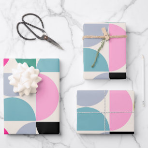 Farbenfrohe Mitte des Jahrhunderts Modernes Abstra Geschenkpapier Set