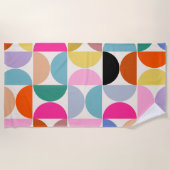 Farbenfrohe Mitte des Jahrhunderts Modernes Abstra Strandtuch (Vorderseite)