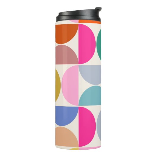 Farbenfrohe Mitte des Jahrhunderts Modernes Abstra Thermosbecher (Nach links gedreht)