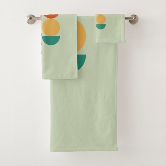 Farbenfrohe Mitte Jahrhundert Modernes geometrisch Badhandtuch Set (Insitu)