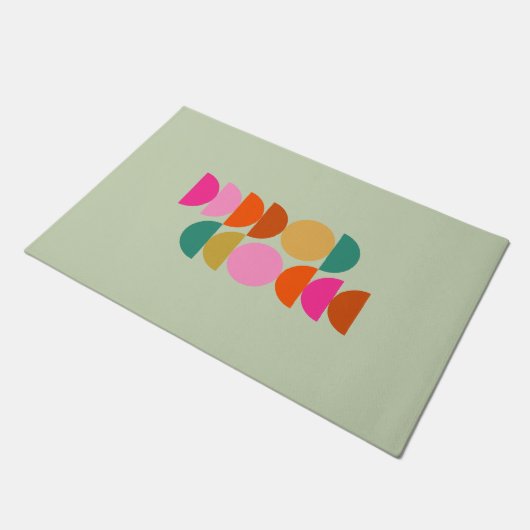 Farbenfrohe Mitte Jahrhundert Modernes geometrisch Fußmatte (Schrägansicht)