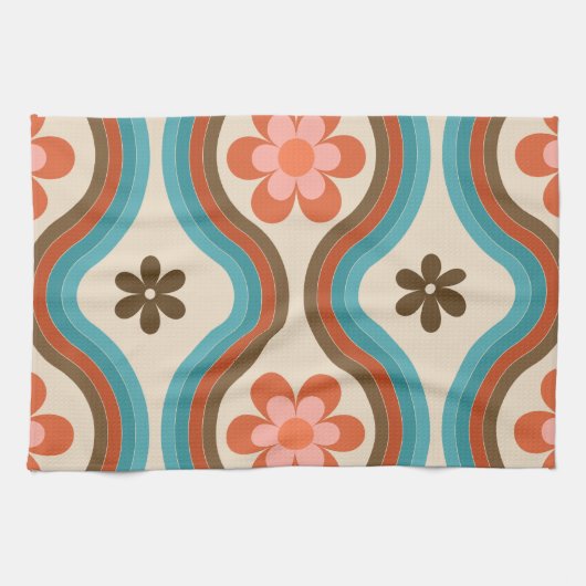 Farbenfrohe Mitte Jahrhundert Modernes Regenbogen  Geschirrtuch (Horizontal)
