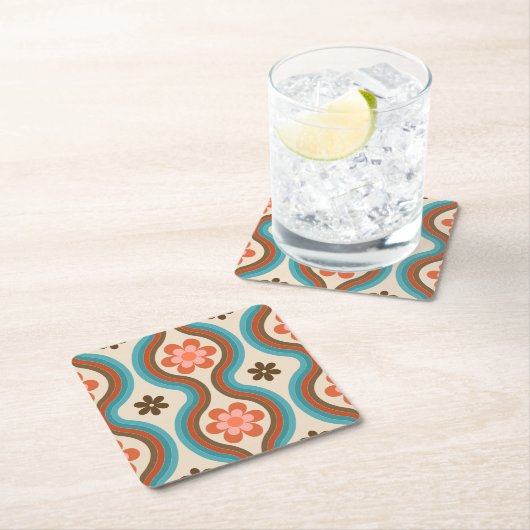 Farbenfrohe Mitte Jahrhundert Modernes Regenbogen  Rechteckiger Pappuntersetzer (Vor Ort)