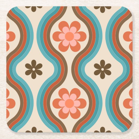 Farbenfrohe Mitte Jahrhundert Modernes Regenbogen  Rechteckiger Pappuntersetzer (Vorderseite)