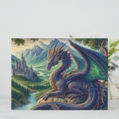 Farbenfrohe, mittelalterliche Drachenburg Feiertagskarte (Stehend Vorderseite)