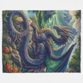 Farbenfrohe, mittelalterliche Drachenburg Fleecedecke (Vorderseite (Horizontal))