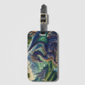 Farbenfrohe, mittelalterliche Drachenburg Gepäckanhänger (Vorderseite Vertikal)