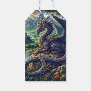 Farbenfrohe, mittelalterliche Drachenburg Geschenkanhänger