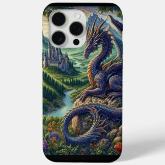 Farbenfrohe, mittelalterliche Drachenburg iPhone 15 Pro Max Hülle