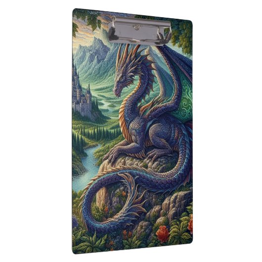 Farbenfrohe, mittelalterliche Drachenburg Klemmbrett (Rechts)