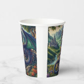 Farbenfrohe, mittelalterliche Drachenburg Pappbecher (Rechts)