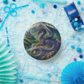 Farbenfrohe, mittelalterliche Drachenburg Pappteller (Party)