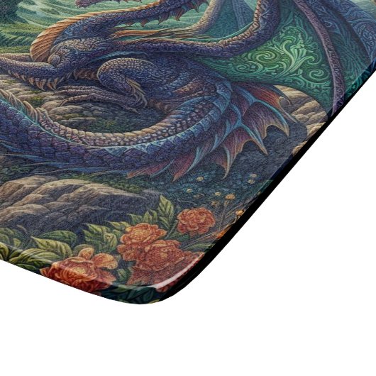 Farbenfrohe, mittelalterliche Drachenburg Schneidebrett (Ecke)