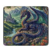 Farbenfrohe, mittelalterliche Drachenburg Schneidebrett (Vorderseite)