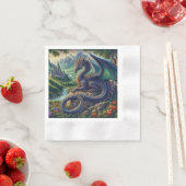 Farbenfrohe, mittelalterliche Drachenburg Serviette (Beispiel)