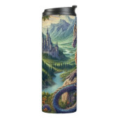 Farbenfrohe, mittelalterliche Drachenburg Thermosbecher (Nach links gedreht)