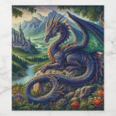 Farbenfrohe, mittelalterliche Drachenburg Weinetikett (Einzelnes Label)