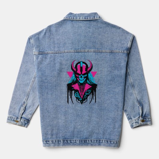 Farbenfrohe mittelalterliche Zombie Jeansjacke (Rückseite)