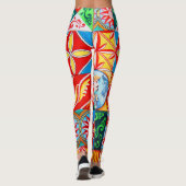 Farbenfrohe Mittelmeerküste Dolc Patchwork Legging Leggings (Rückseite)