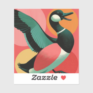 Farbenfrohe Mittelmoderne-Ente Geometrisch Aufkleber