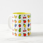 Farbenfrohe Mixed Fruit Muster Zwei-Tone-Tasse Zweifarbige Tasse (Vorderseite Links)
