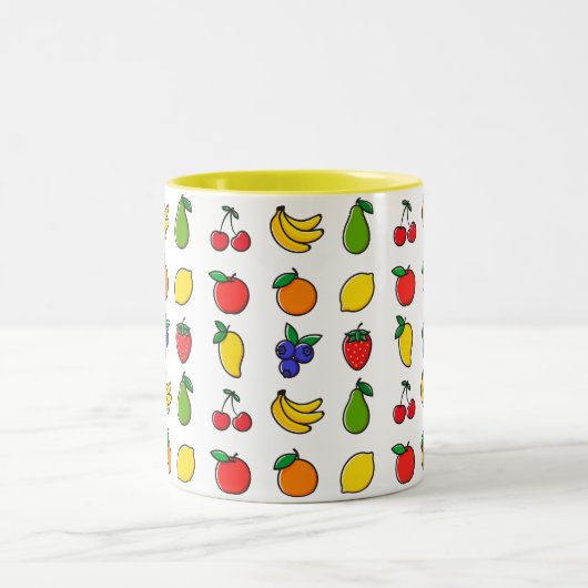 Farbenfrohe Mixed Fruit Muster Zwei-Tone-Tasse Zweifarbige Tasse (Mittel)